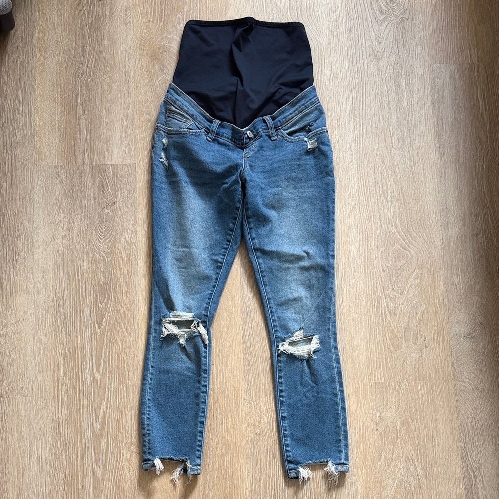 Abercrombie & Fitch Blue Ripped Skinny Maternity Jeans